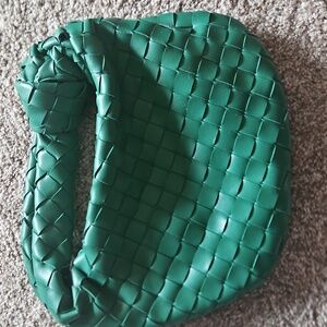 Woven Knotted Green Top Handle Bag